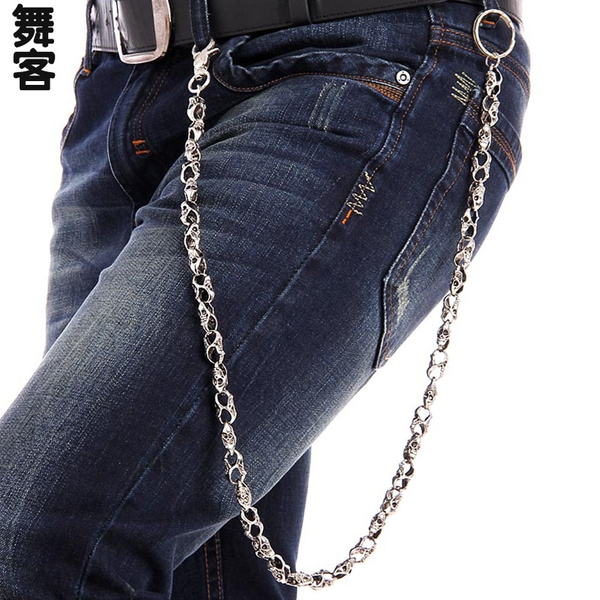 New Men Silver Metal Short Wallet Jeans Chains Trousers KeyChain Biker  Jeans Waist Chain Single Chain